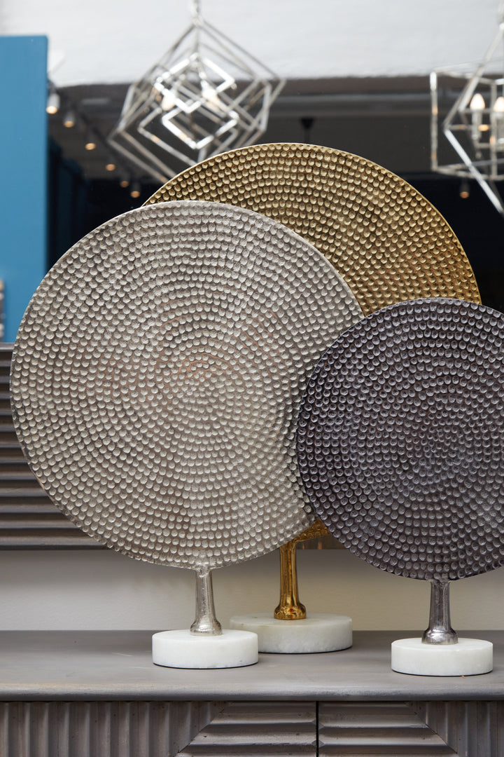 Elias Trio of Gold, Silver & Black Hammered Sculptures