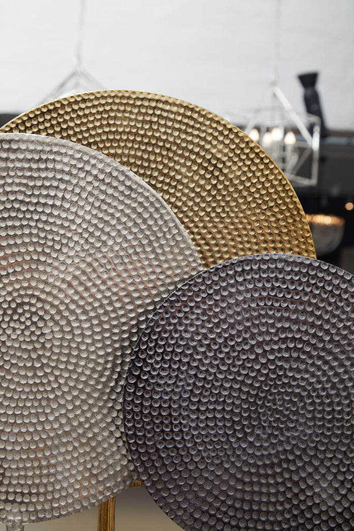 Elias Trio of Gold, Silver & Black Hammered Sculptures