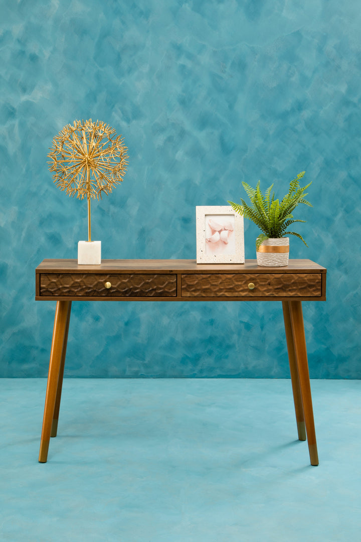 Evra Gold Dandelion Sculpture On White Marble Base