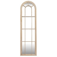 Tall Washed Wood Arched Window Mirror