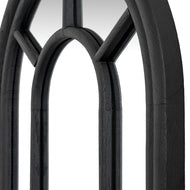 Black Wood Tall Arched Window Wall Mirror