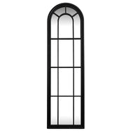 Black Wood Tall Arched Window Wall Mirror