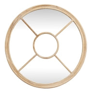 Washed Wood Round Window Style Mirror