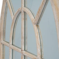 Washed Wood Arched Window Wall Mirror