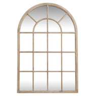 Washed Wood Arched Window Wall Mirror