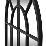 Black Wood Arched Window Style Mirror