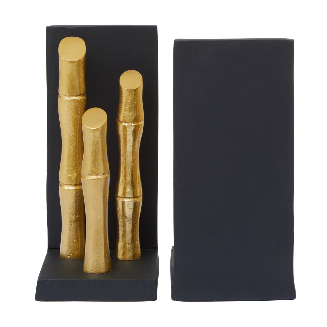 Hiba Gold Bamboo Effect Bookends – Set of 2
