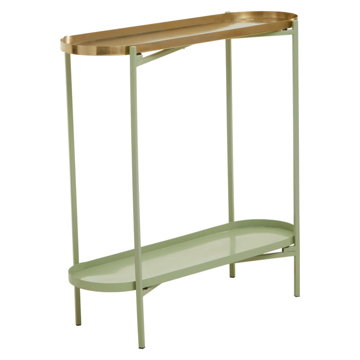 Sabia Console Table in Green and Gold Iron Finish