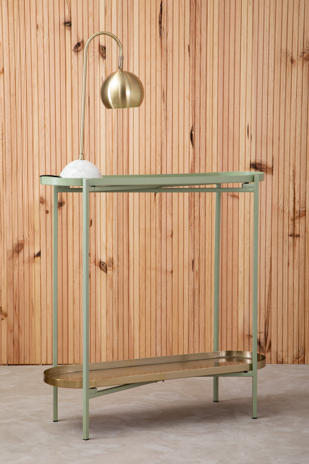 Sabia Console Table in Green and Gold Iron Finish