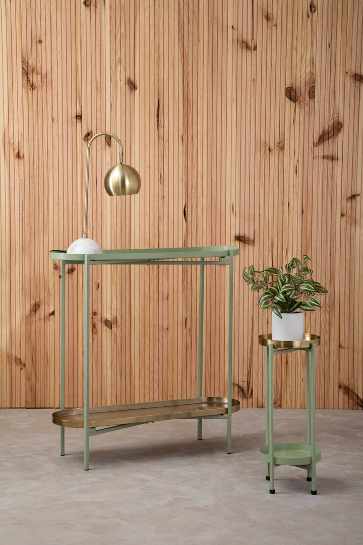 Sabia Console Table in Green and Gold Iron Finish