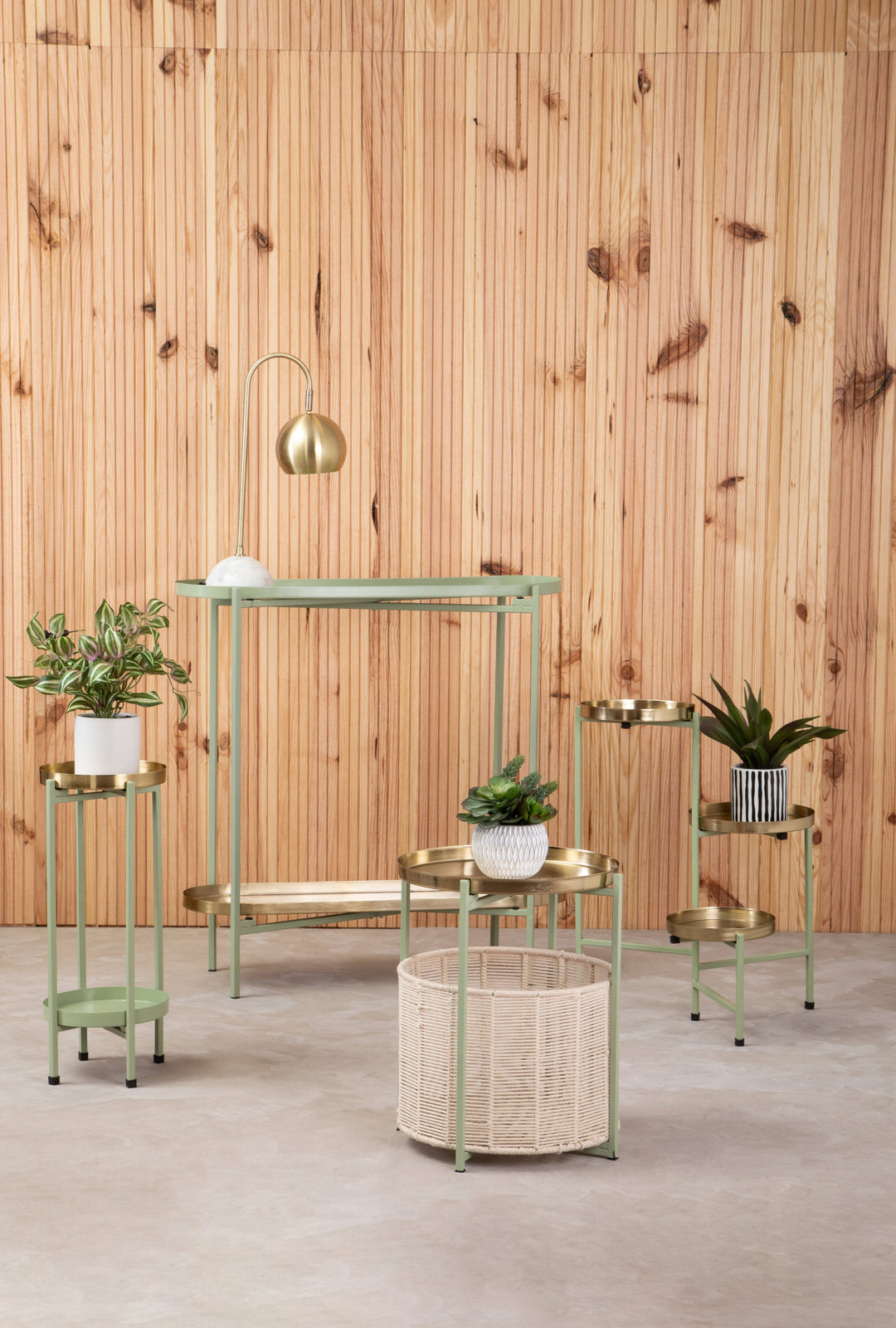 Sabia Console Table in Green and Gold Iron Finish