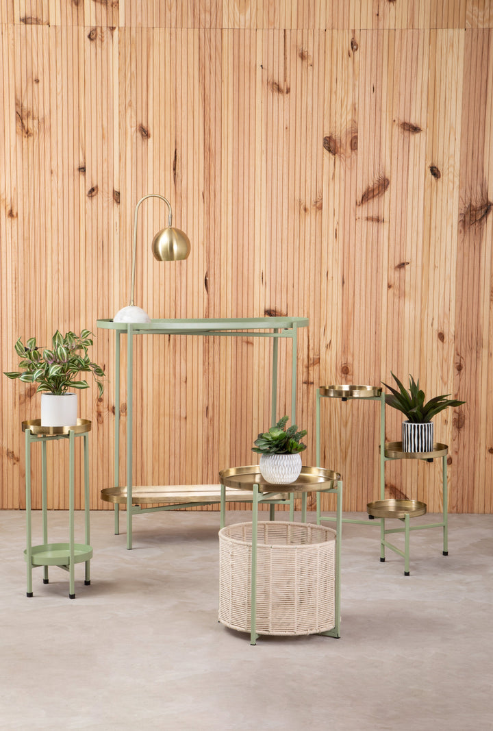 Sabia Console Table in Green and Gold Iron Finish