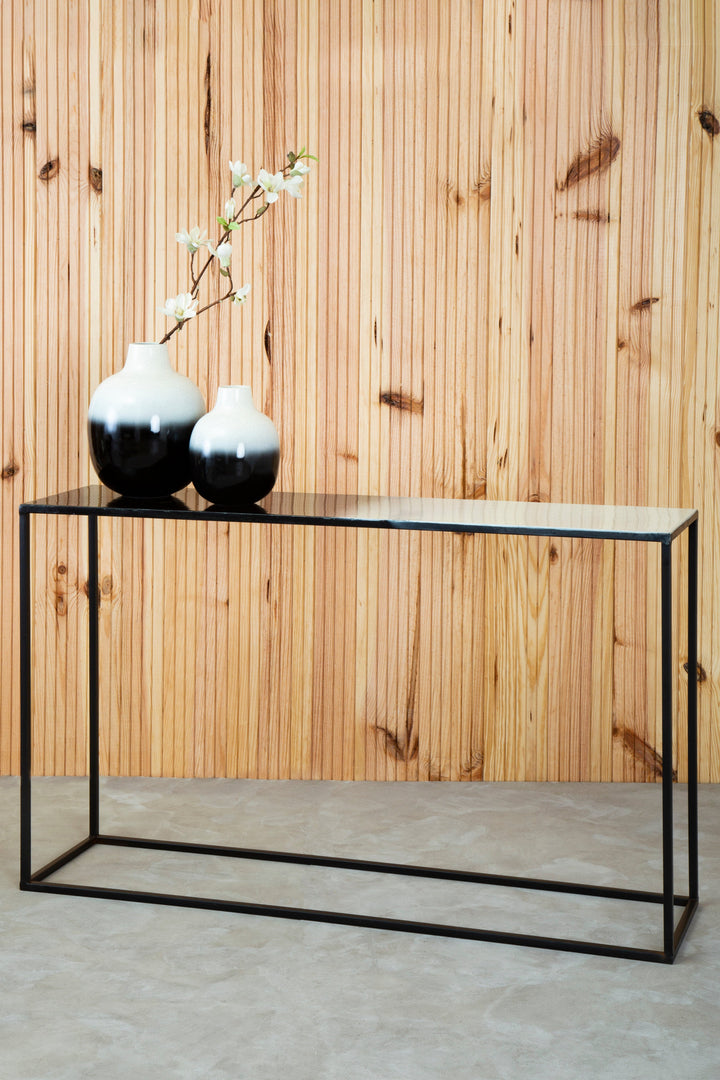 Ramus Console Table in Black and White Ombre Finish