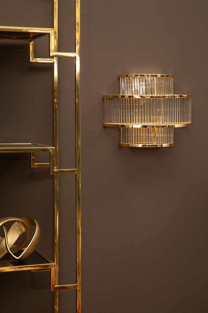 Salasco Three-Tier Glass Wall Light with Warm Metallic Frame