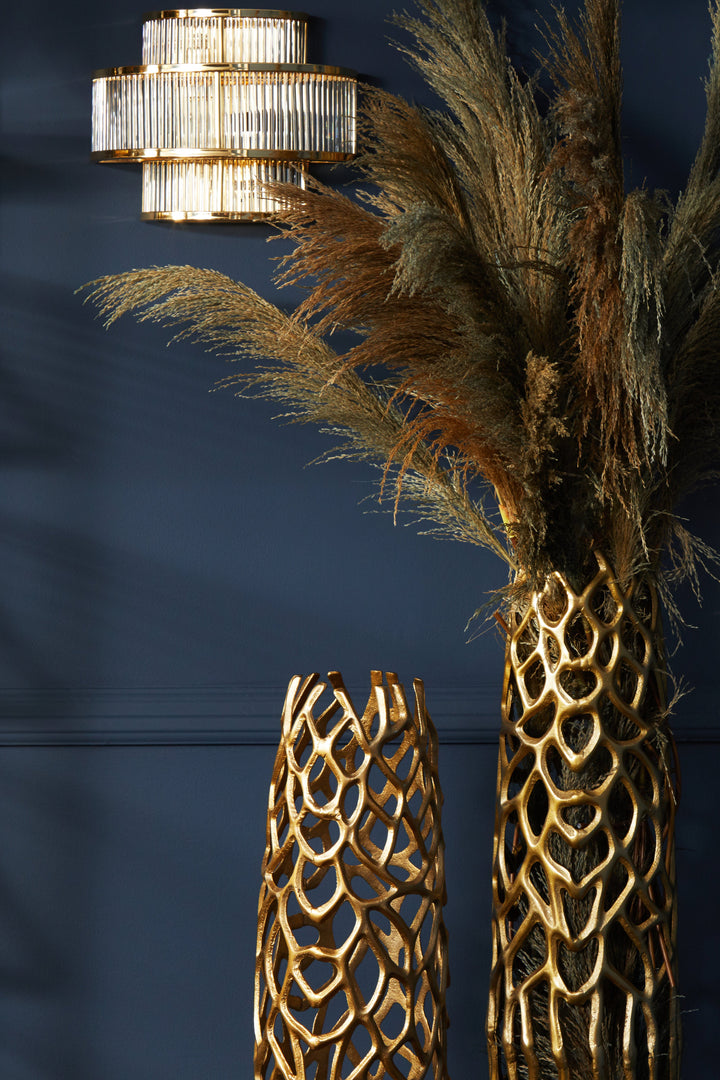 Salasco Three-Tier Glass Wall Light with Warm Metallic Frame