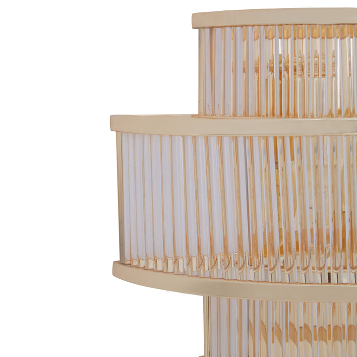 Salasco Three-Tier Glass Wall Light with Warm Metallic Frame