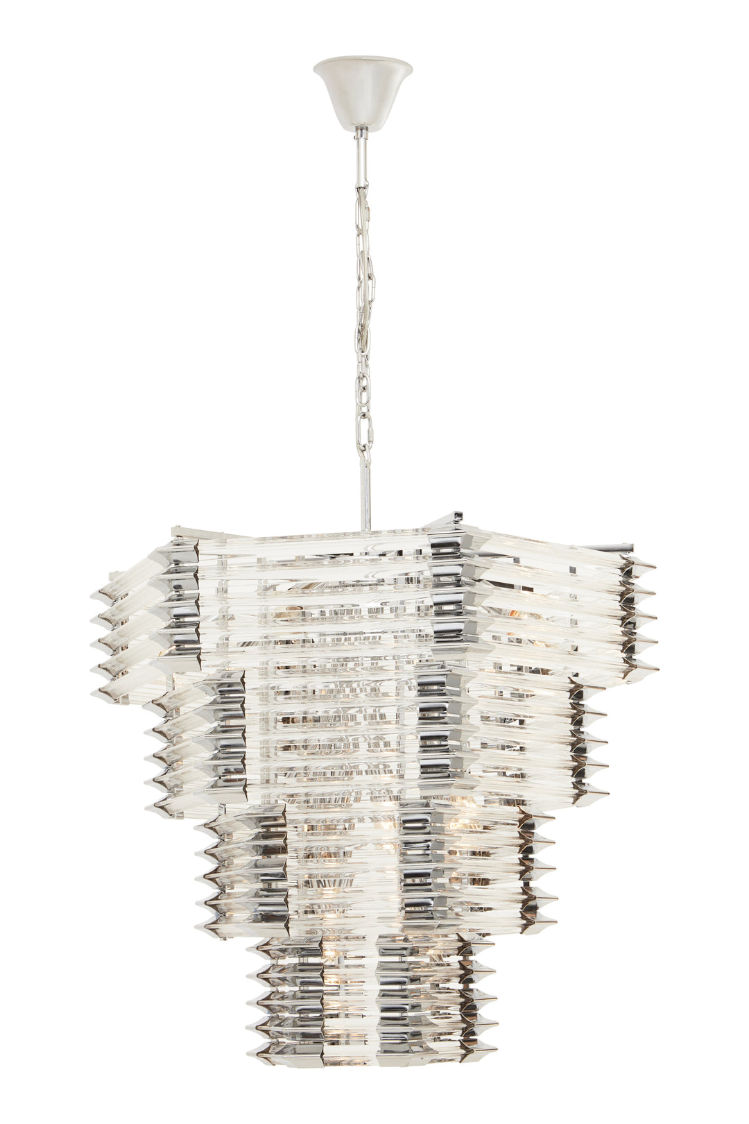 Karli Glass And Chrome Finish Prism Light With Fifteen Bulbs