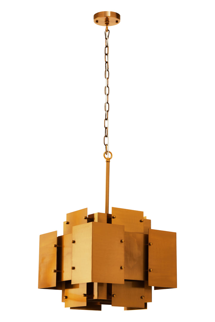 Karlo Pendant Light in Metal with Brass Finish and Four Bulbs