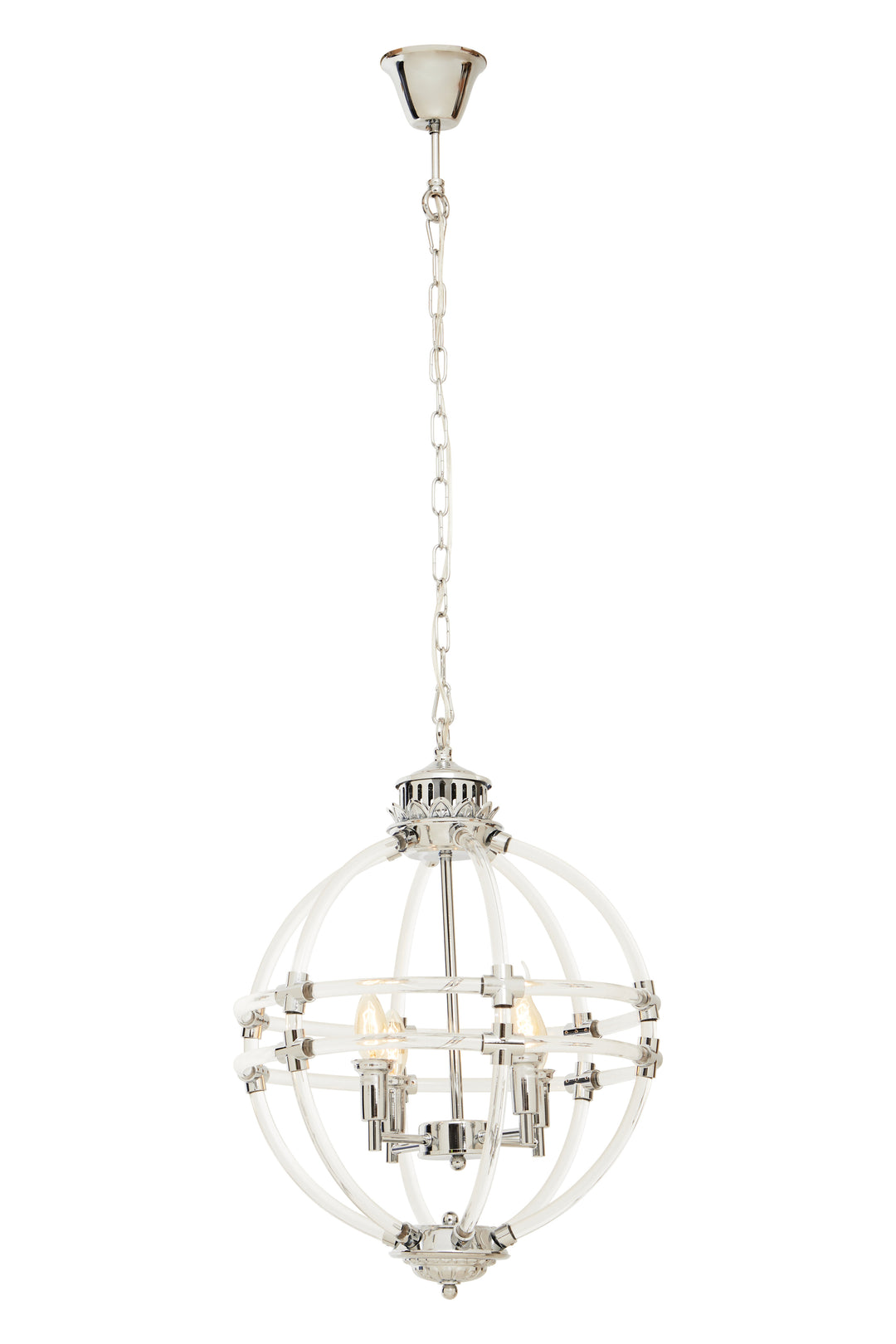 Karlo Pendant Light with Clear Acrylic Shade and Chrome Finish