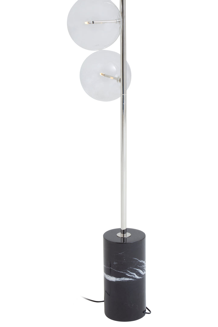 Abira Nickel and Black Marble Floor Lamp