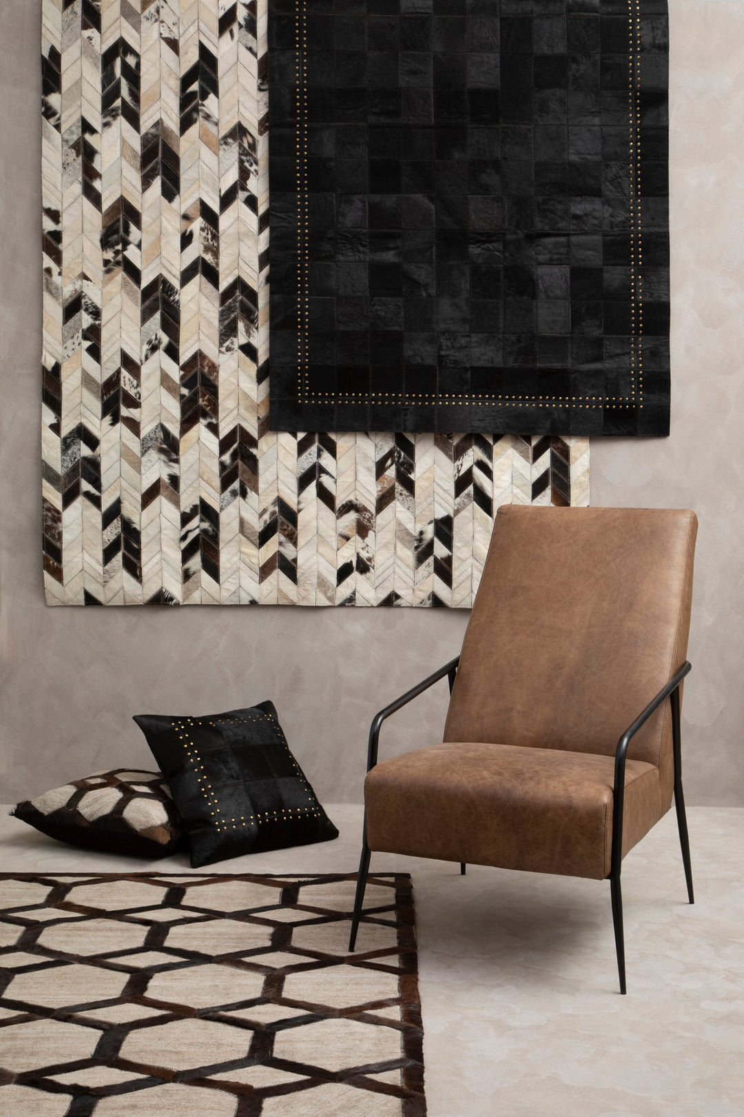 Bosie Safira Rug in Light Grey Patchwork Design