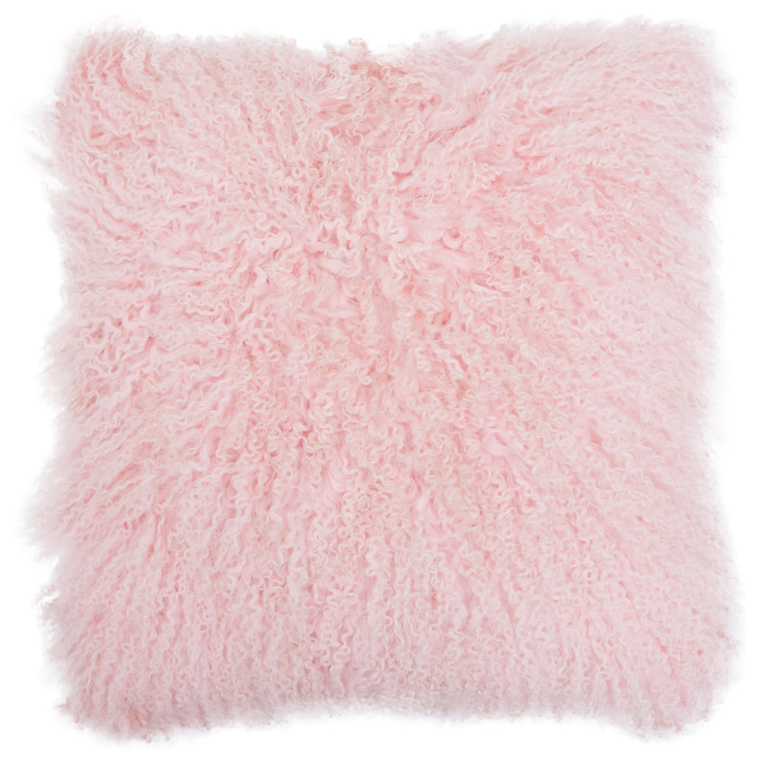 Bosie Pink Mongolian Lamb Fur Cushion – Small