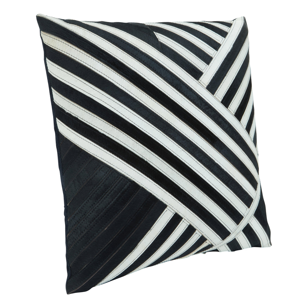 Bosie Safira Cushion in Black and White Striped Leather