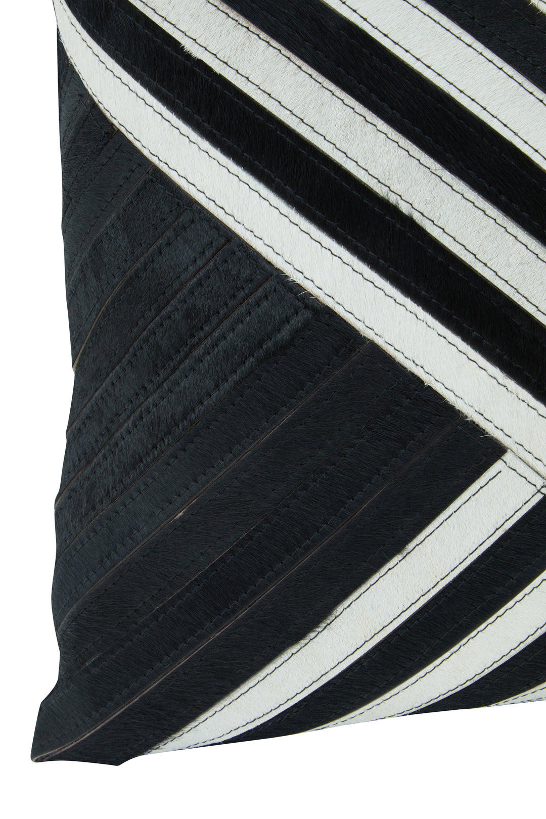 Bosie Safira Cushion in Black and White Striped Leather