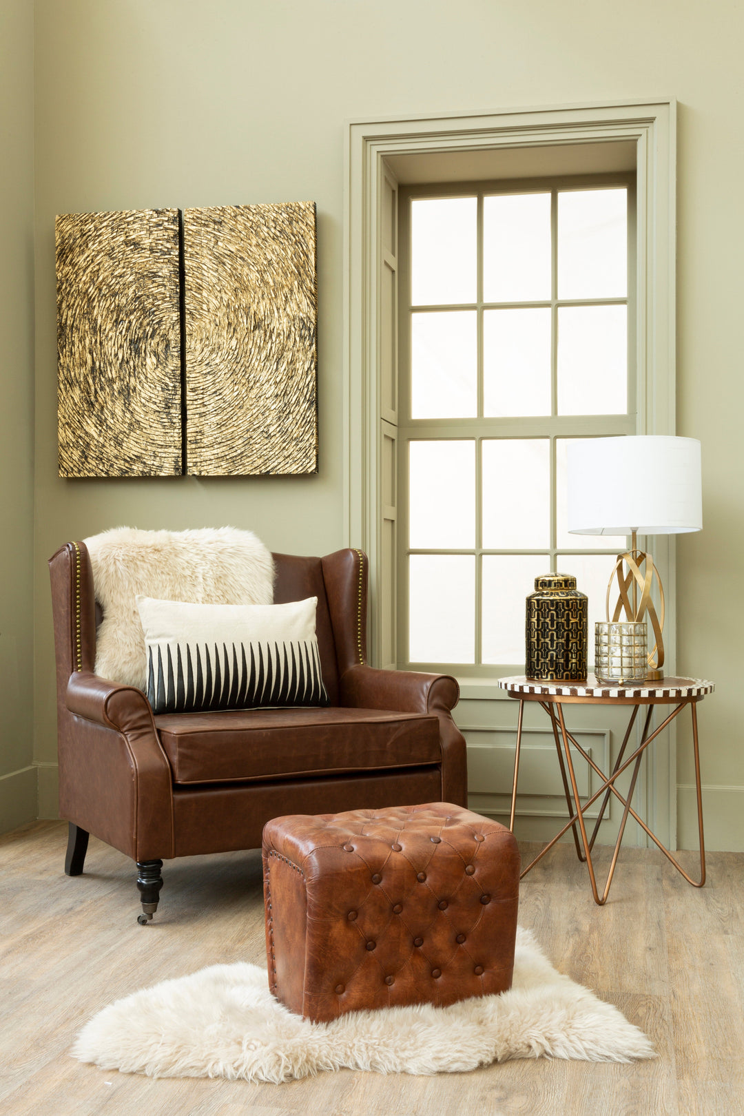 Modello Wall Art with Wood Carving in Gold Finish