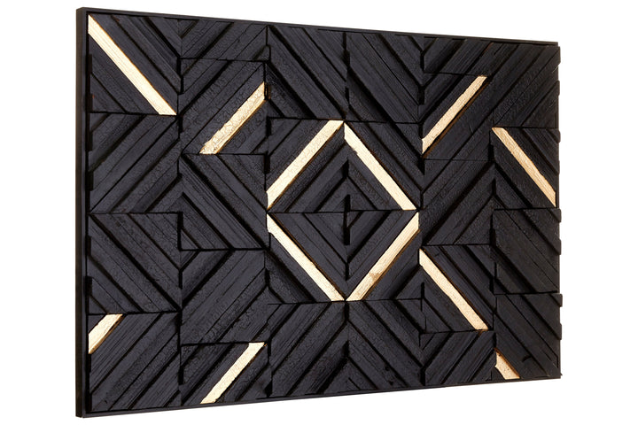 Modello Wall Art with Black Wood Carving Design