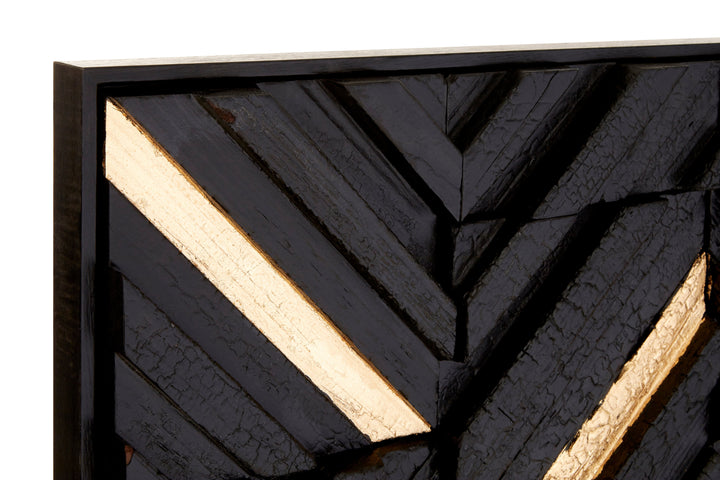 Modello Wall Art with Black Wood Carving Design