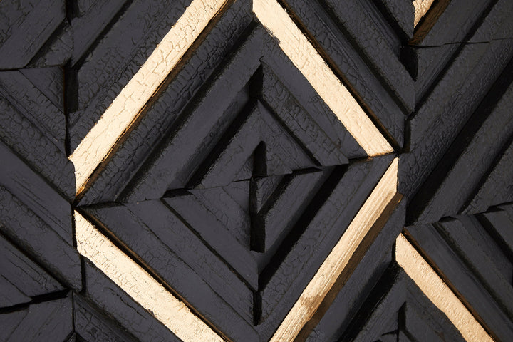 Modello Wall Art with Black Wood Carving Design