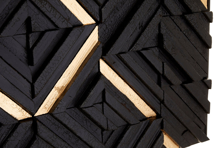 Modello Wall Art with Black Wood Carving Design