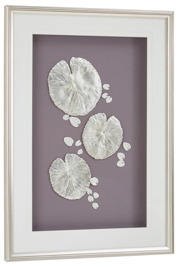 Nason Silver Leaf Design Wall Art with Wooden Frame