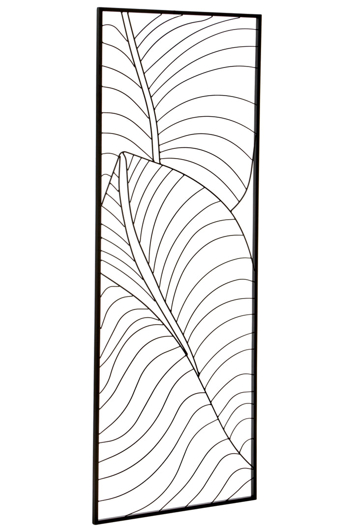 Trento Wall Art with Large Black Leaf Design