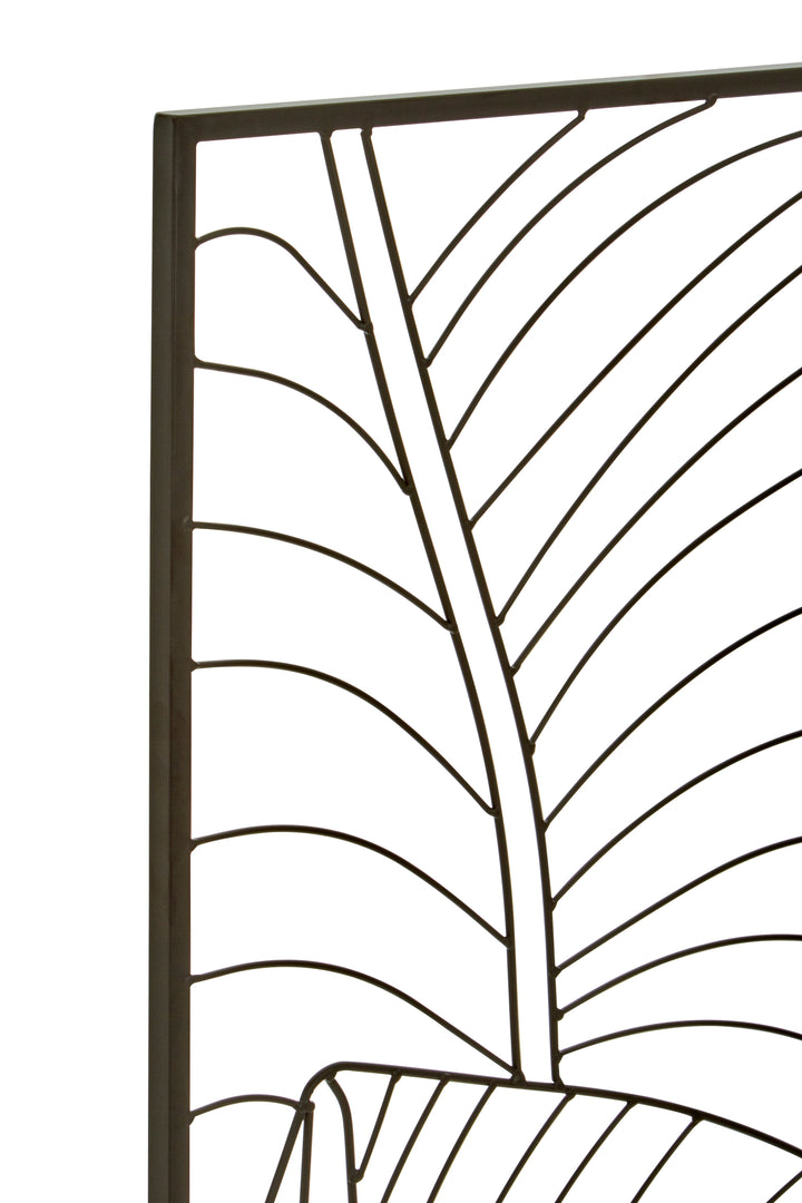 Trento Wall Art with Large Black Leaf Design