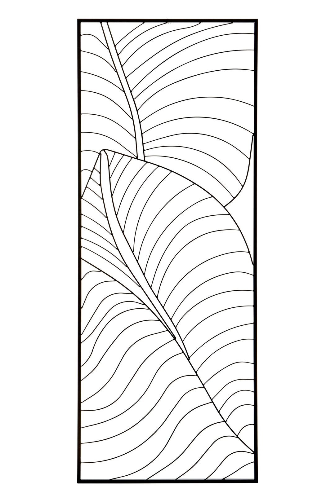 Trento Wall Art with Large Black Leaf Design