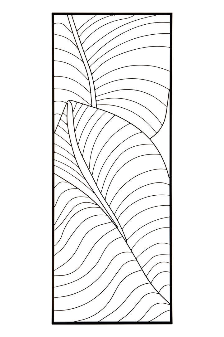 Trento Wall Art with Large Black Leaf Design