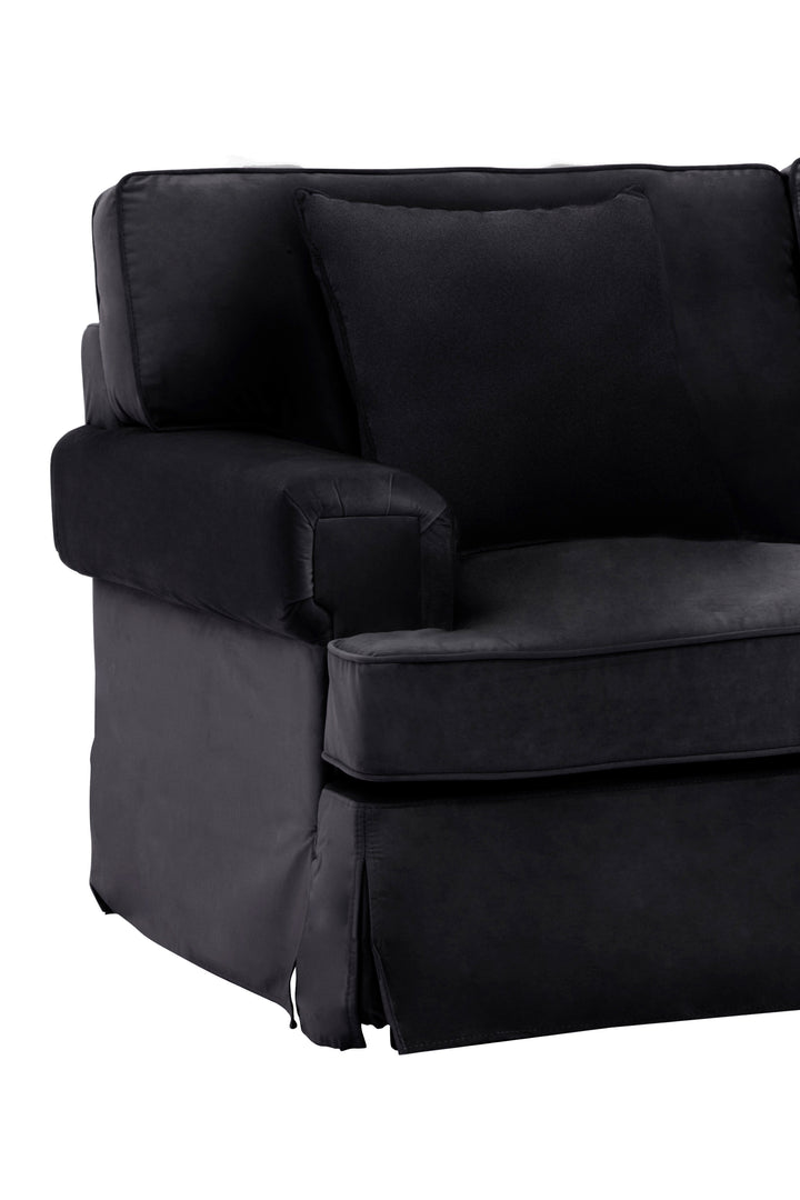 Ralph Two-Seater Black Velvet Sofa