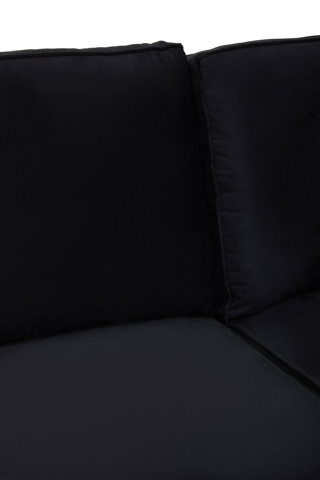Ralph Three-Seater Black Velvet Chaise Sofa