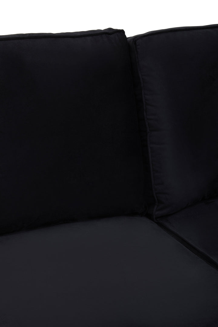 Ralph Three-Seater Black Velvet Chaise Sofa