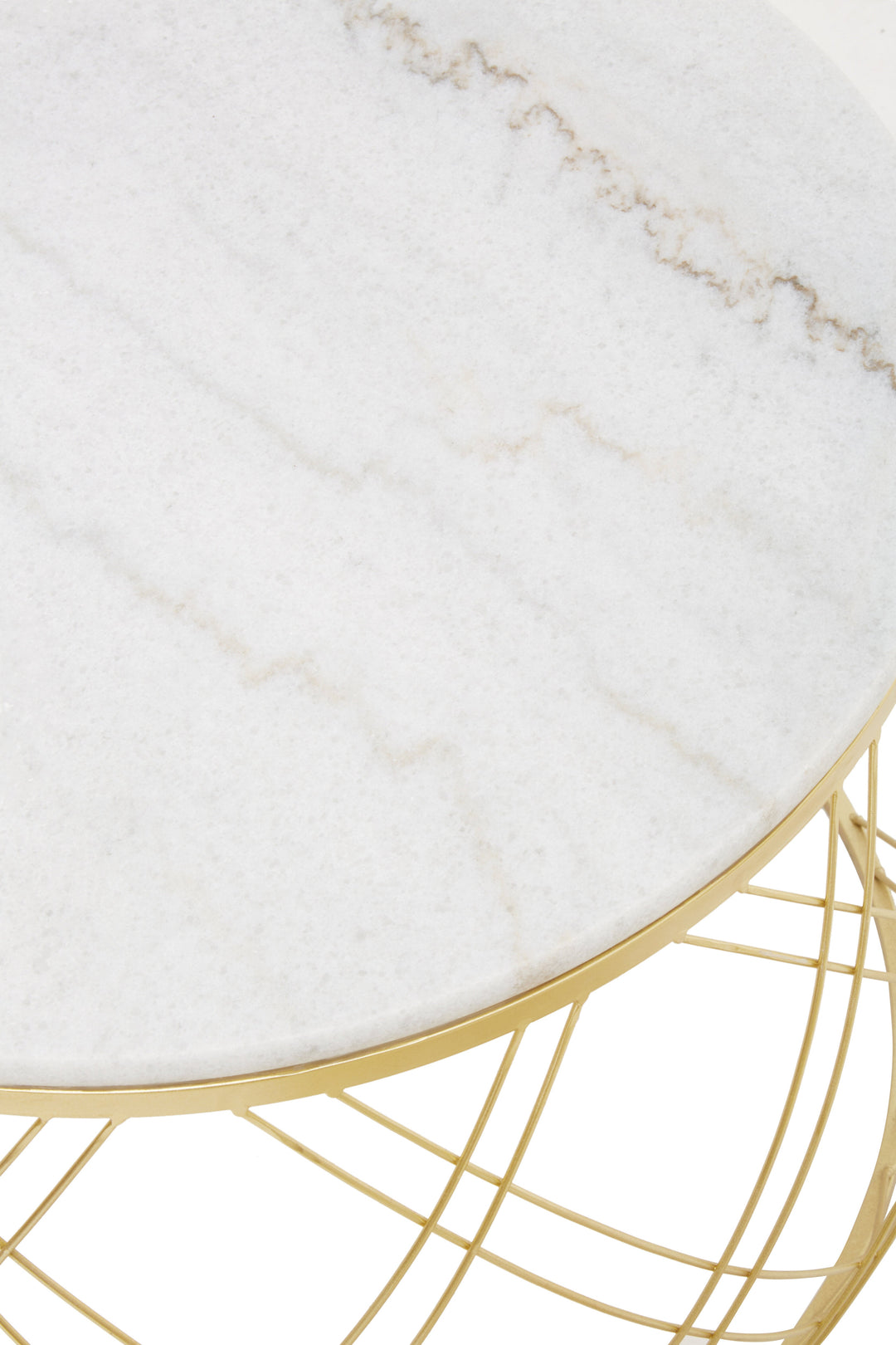 Jodie Side Tables – Set of Two with White Marble Top and Gold Frame