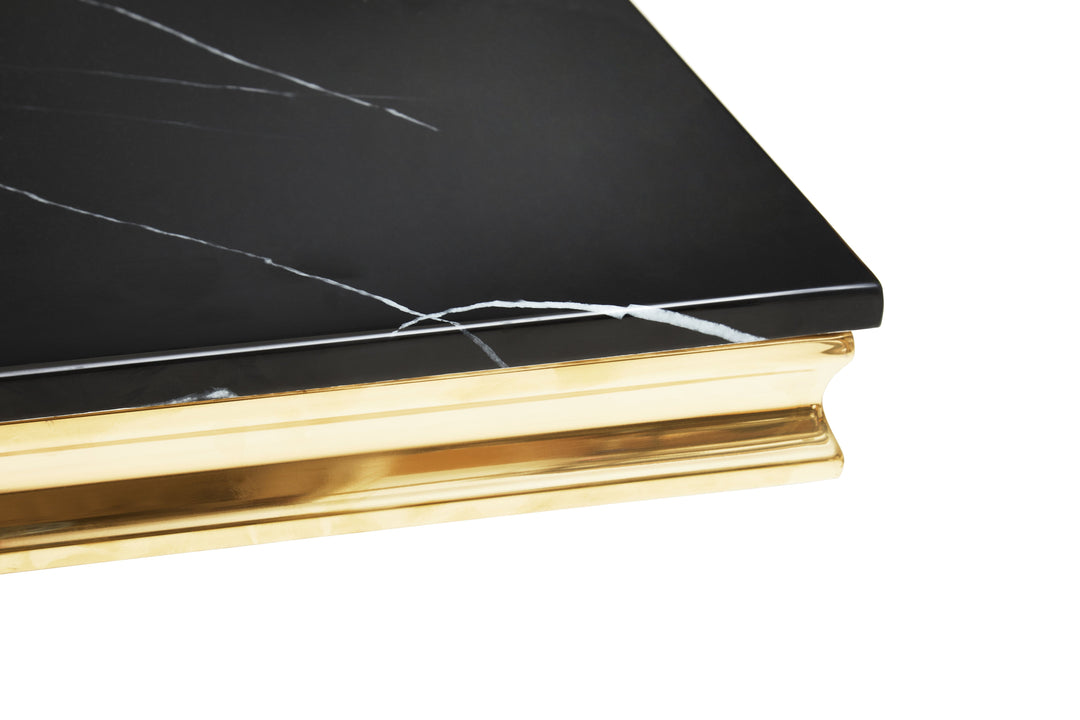 Moda Rectangular Dining Table in Black Marble Finish