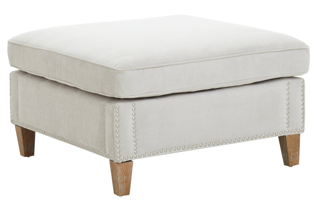 Sutton Upholstered Footstool in Grey Fabrie