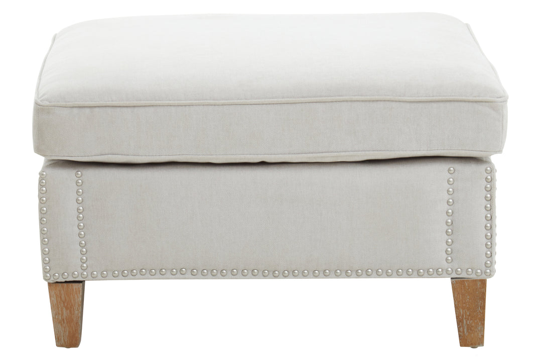 Sutton Upholstered Footstool in Grey Fabrie