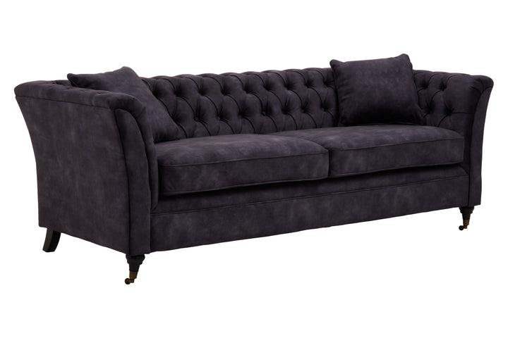 Sabrina Three-Seater Grey Velvet Sofa