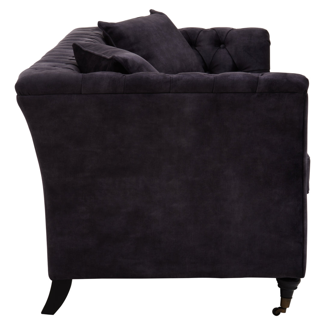 Sabrina Three-Seater Grey Velvet Sofa