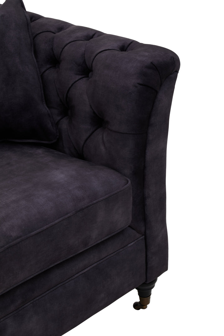 Sabrina Three-Seater Grey Velvet Sofa