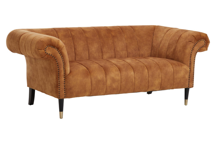 Siena Two-Seater Gold Velvet Sofa