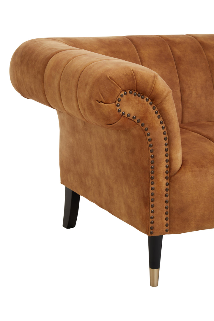 Siena Two-Seater Gold Velvet Sofa